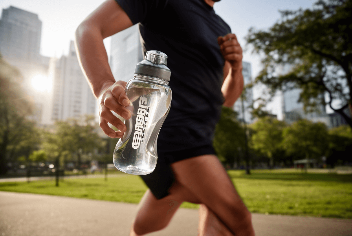 coureur avec gourde running personnalisée en extérieur